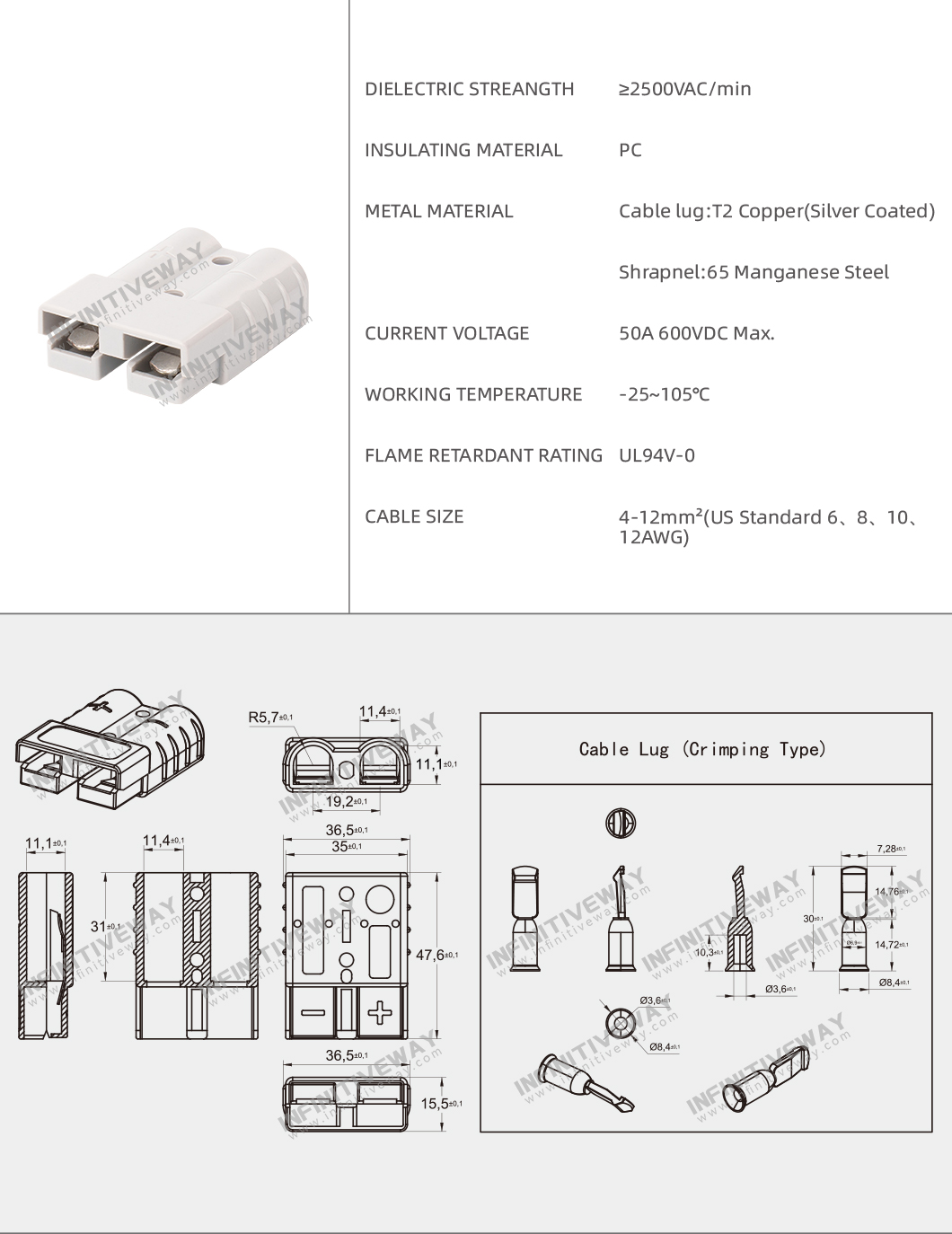 Insert and Extract type Terminal IF-ADS-50A Gray