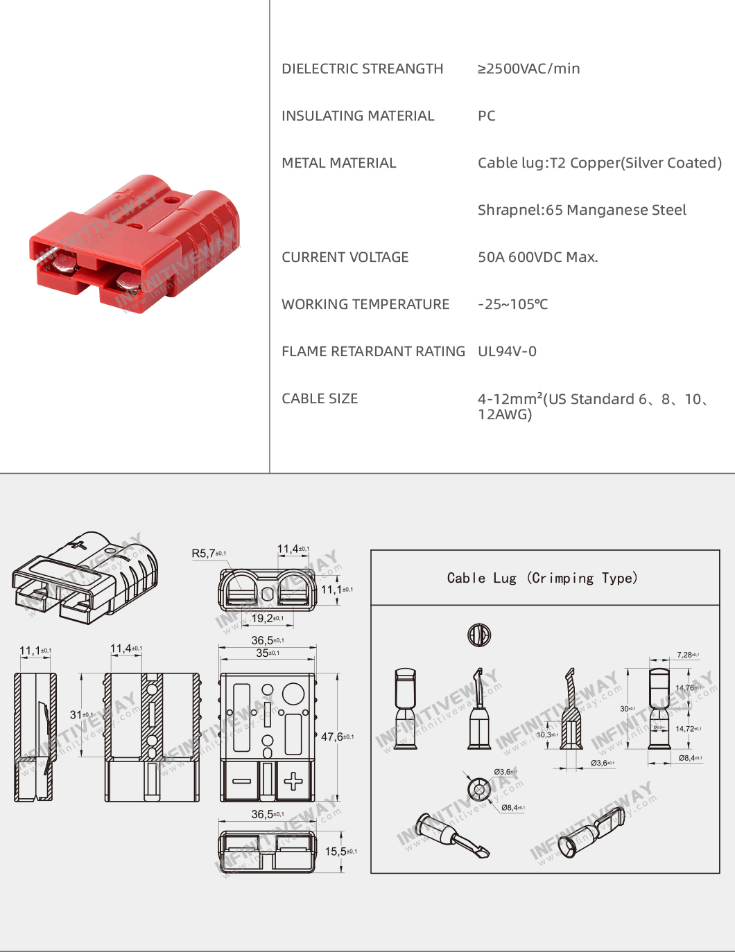 Insert and Extract type Terminal IF-ADS-50A Red