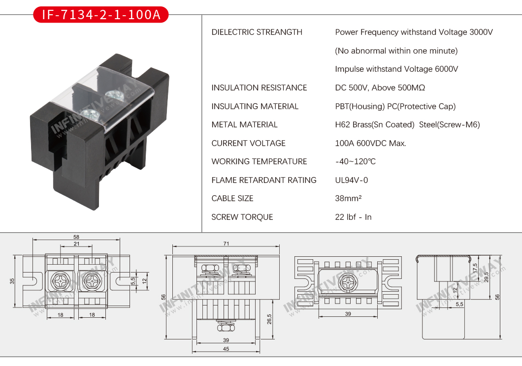 Bar type Terminal Block IF-7134-2-1-100A