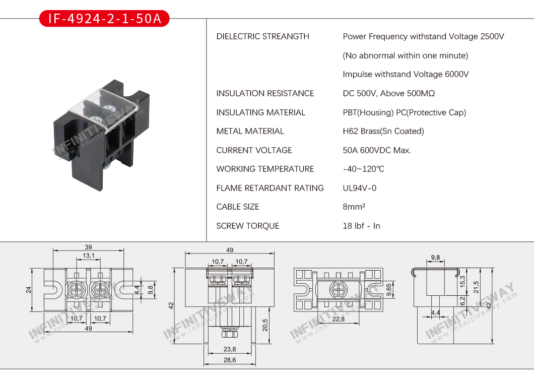 Bar type Terminal Block IF-4924-2-1-50A